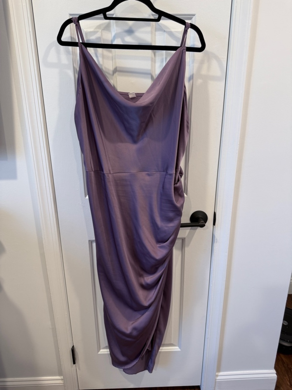 Elegant Lavender Slip Dress with Draped Side